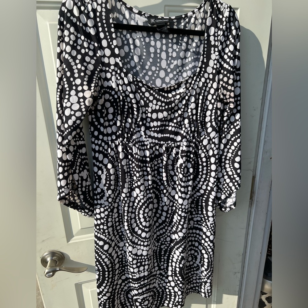 INC Black and white empire dress